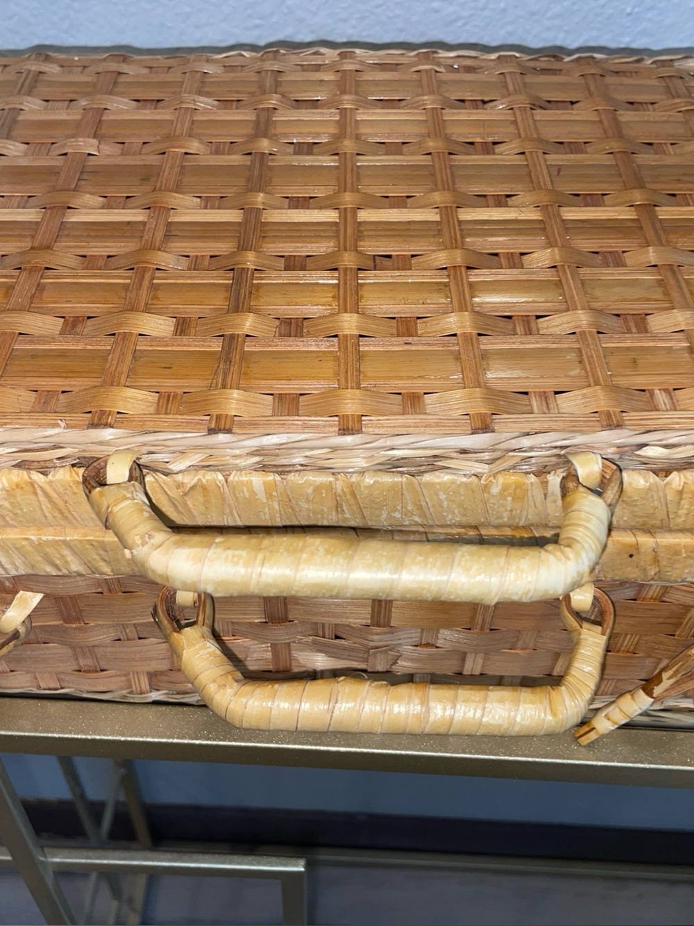 Wicker Storage Basket with Handle - Natural Brown